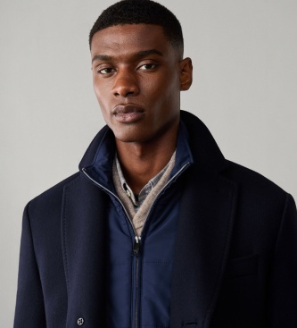 Hackett London Cappotto Wool Cash Blu Navy