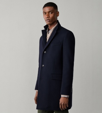 Hackett London Cappotto Wool Cash Blu Navy