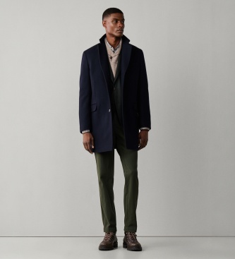 Hackett London Cappotto Wool Cash Blu Navy