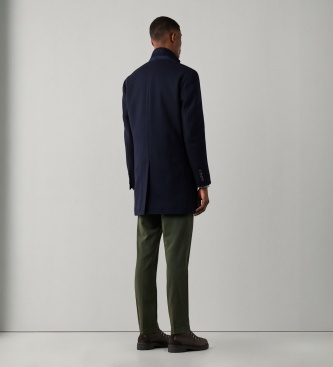 Hackett London Cappotto Wool Cash Blu Navy
