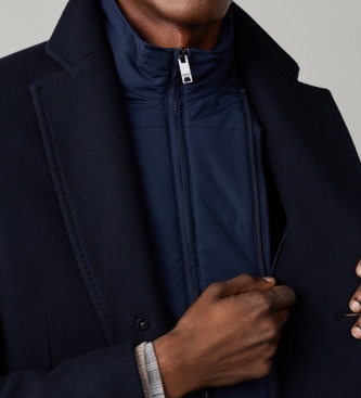 Hackett London Cappotto Wool Cash Blu Navy