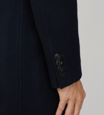 Hackett London Cappotto Wool Cash Blu Navy