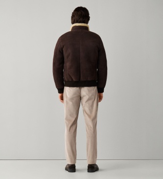 Hackett London Bomber in pelle Shearling marrone