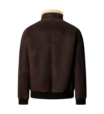 Hackett London Bomber in pelle Shearling marrone