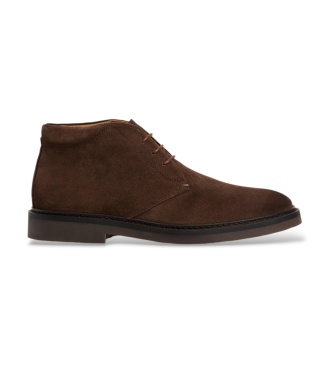 Hackett London Botins de couro Elsted Chukka-S marrom