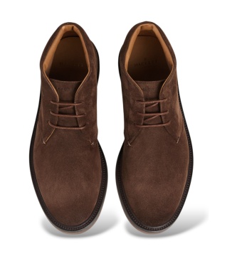 Hackett London Botins de couro Elsted Chukka-S marrom