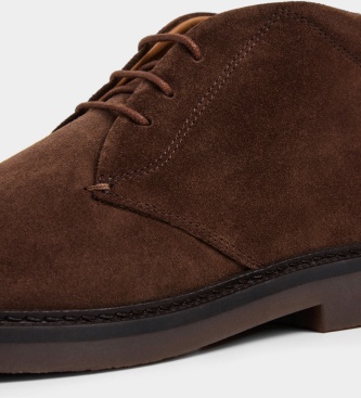 Hackett London Botins de couro Elsted Chukka-S marrom