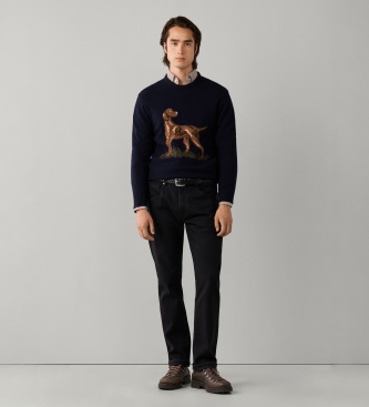 Hackett London Highland Hound trui Marineblauw