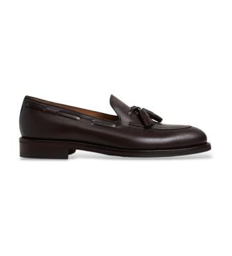 Hackett London Mayfair mørkebrune skindloafers