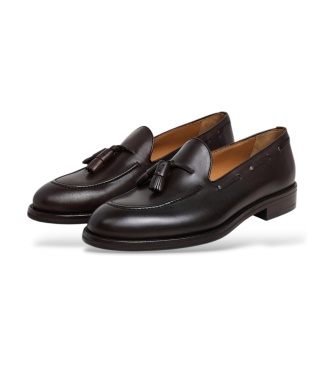 Hackett London Mayfair mørkebrune skindloafers