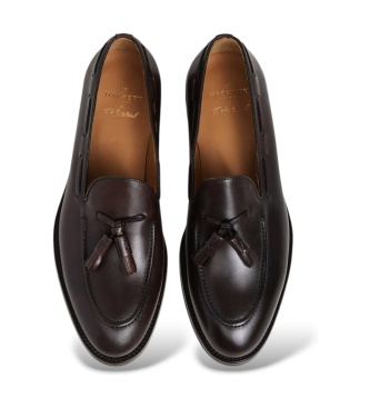 Hackett London Mayfair mørkebrune skindloafers