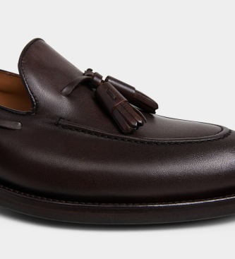 Hackett London Mayfair mørkebrune skindloafers