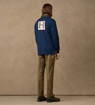 Hackett London Rugby polo majica Heritage Multi Badge temno modre barve