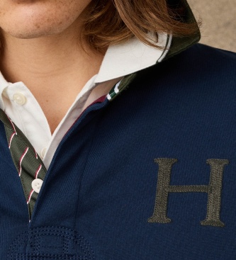 Hackett London Rugby polo majica Heritage Multi Badge temno modre barve