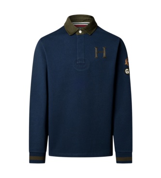 Hackett London Rugby polo majica Heritage Multi Badge temno modre barve