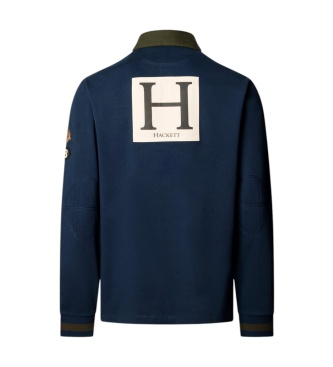Hackett London Rugby polo majica Heritage Multi Badge temno modre barve