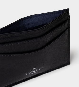 Hackett London Kartenetui aus Leder Luxe Cardholder schwarz