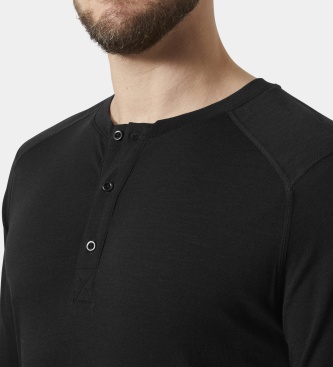 Helly Hansen HH Durawool Long Sleeve Henley Shirt Black