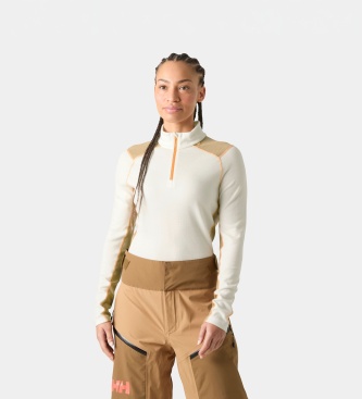 Helly Hansen Termična majica s kratko zadrgo Lifa Merino Midweight, zlomljeno bela