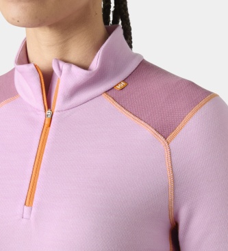 Helly Hansen Termo majica s polovično zadrgo Lifa Merino Midweight v svetlo rožnati barvi