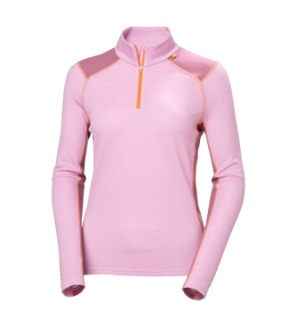 Helly Hansen Termo majica s polovično zadrgo Lifa Merino Midweight v svetlo rožnati barvi