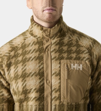 Helly Hansen Beige Panorama Printed Pile fleecetrøje med knapper