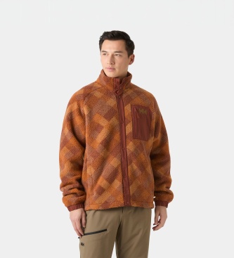 Helly Hansen Fleecejacke mit Druckknöpfen Panorama Printed Pile orange
