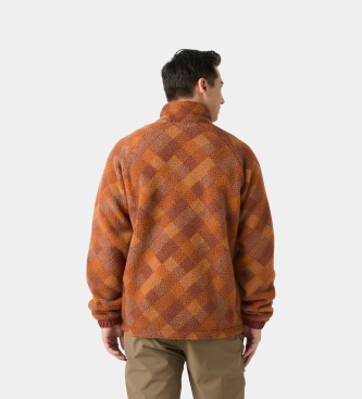 Helly Hansen Fleecejacke mit Druckknöpfen Panorama Printed Pile orange