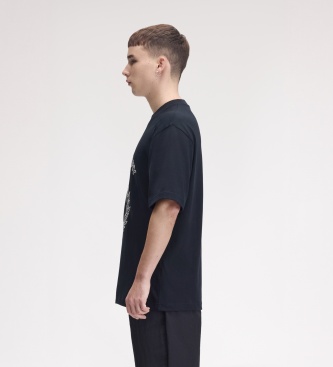 Fred Perry Camiseta con aplique de tartán azul marino