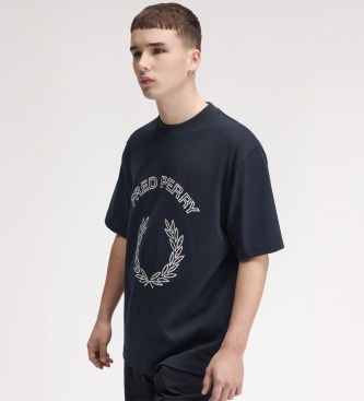 Fred Perry Camiseta con aplique de tartán azul marino