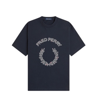 Fred Perry Camiseta con aplique de tartán azul marino