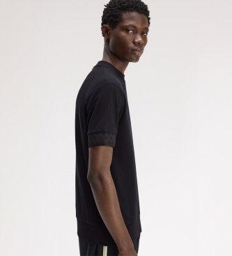 Fred Perry Camiseta con puños de jacquard negra