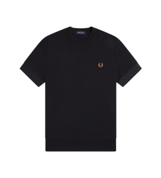 Fred Perry Camiseta con puños de jacquard negra