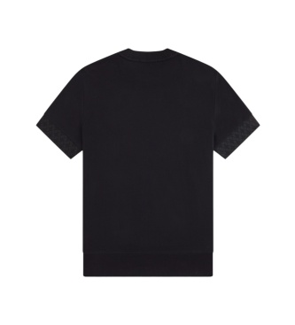 Fred Perry Camiseta con puños de jacquard negra