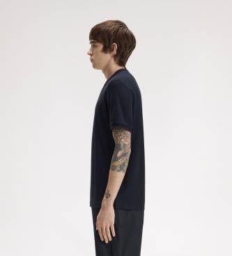 Fred Perry Camiseta de piqué crepé con ribetes azul marino