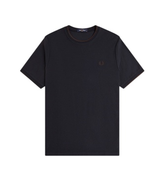 Fred Perry Camiseta de piqué crepé con ribetes azul marino