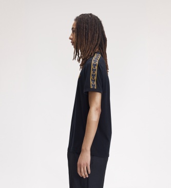Fred Perry Camiseta Ringer Contrast Tape azul marino