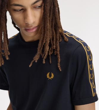 Fred Perry Camiseta Ringer Contrast Tape azul marino