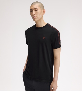 Fred Perry Camiseta Ringer Contrast Tape negra