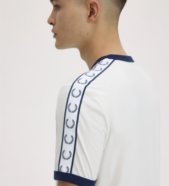 Fred Perry Camiseta Ringer Taped blanco roto