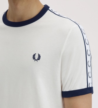 Fred Perry Camiseta Ringer Taped blanco roto