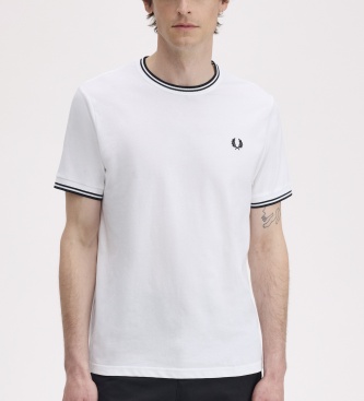 Fred Perry Camiseta Twin Tipped blanca
