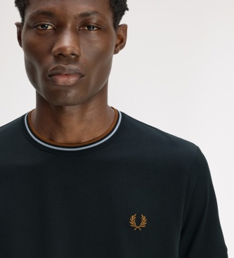 Fred Perry Camiseta Twin Tipped verde oscuro