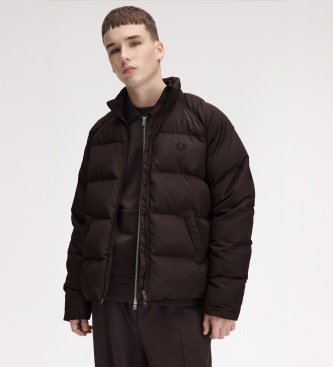 Fred Perry Braune gesteppte Jacke mit Raglanärmeln