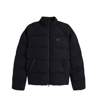 Fred Perry Schwarze gesteppte Jacke mit Raglanärmeln