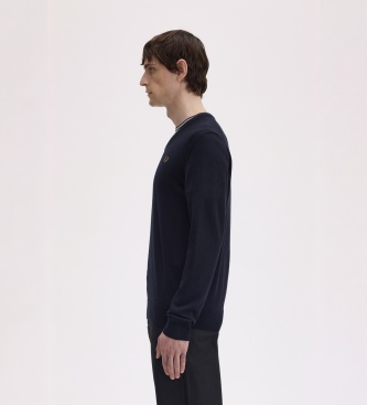 Fred Perry Marineblauwe Classic trui met V-hals
