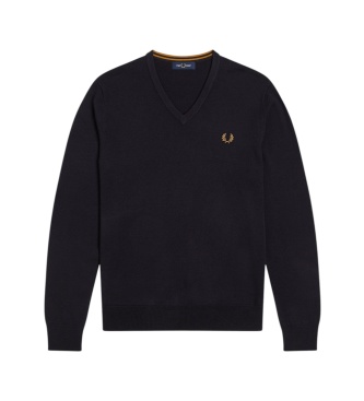 Fred Perry Marineblauwe Classic trui met V-hals