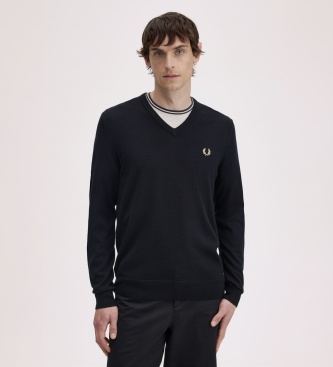 Fred Perry Zwarte Classic trui met V-hals