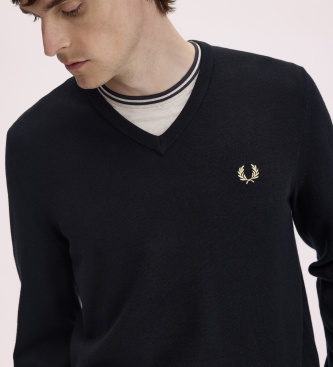 Fred Perry Zwarte Classic trui met V-hals