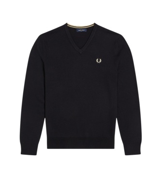 Fred Perry Zwarte Classic trui met V-hals